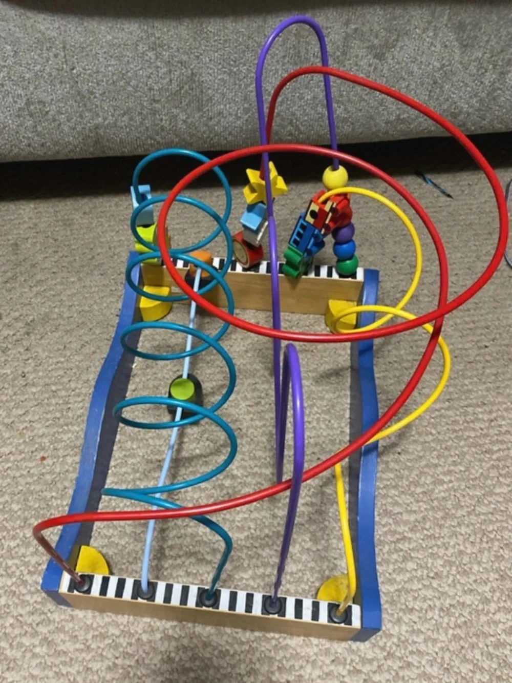 Wooden Multi-Track Bead Maze Activity Center - Multicolor